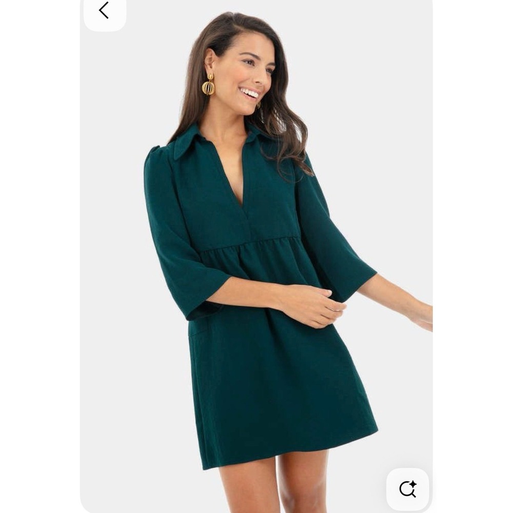 ba&sh Chet Emerald Green V-Neck Babydoll Mini Dress 1H18CHET Size 2 US 8